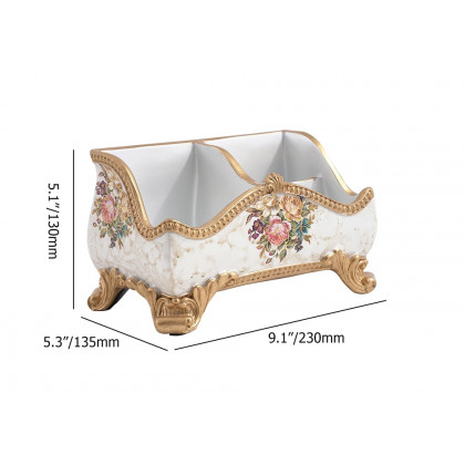 HMR - Retro European Style Golden 3 Compartment Remote Control Storage Box Desktop Storage Box