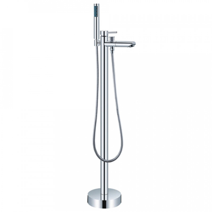 HMR - Modern Brass Single Handle Single Hole Freestanding Tub Filler Faucet in Chrome Finish