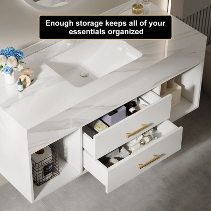 HMR Modern 39" Bathroom Vanity Set with Sink - White