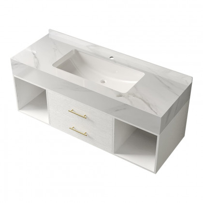 HMR Modern 39" Bathroom Vanity Set with Sink - White