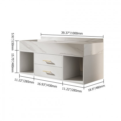 HMR Modern 39" Bathroom Vanity Set with Sink - White