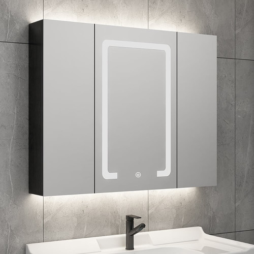 HMR - 32" Modern Wall-mounted LED Lighted Bathroom Medicine Cabinet Vanity Mirror with Storage