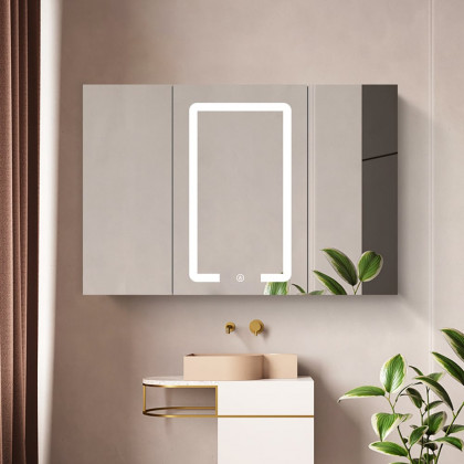 HMR - 32" Modern Wall-mounted LED Lighted Bathroom Medicine Cabinet Vanity Mirror with Storage