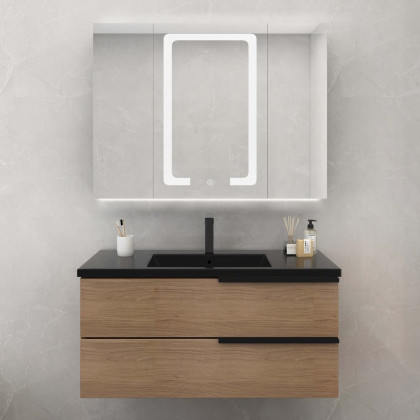 HMR - 32" Modern Wall-mounted LED Lighted Bathroom Medicine Cabinet Vanity Mirror with Storage