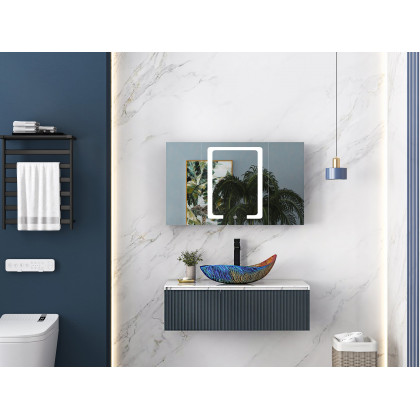 HMR - 32" Modern Wall-mounted LED Lighted Bathroom Medicine Cabinet Vanity Mirror with Storage