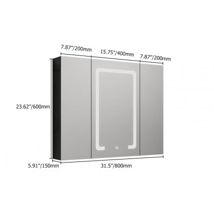 HMR - 32" Modern Wall-mounted LED Lighted Bathroom Medicine Cabinet Vanity Mirror with Storage