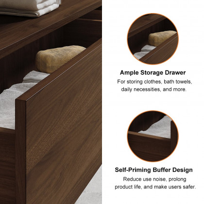 HMR Modern 35" Bathroom Vanity Set with Sink - White/Walnut