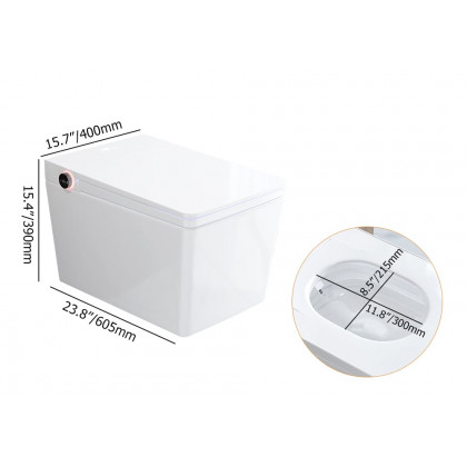 HMR - Automatic Wall-Mounted Smart Toilet with Auto Open/Close Lid 1.32 GPF