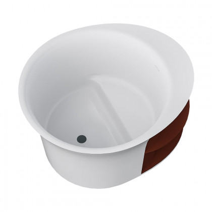 HMR - 47" Japanese Round Freestanding Soaking Bathtub with Storage White 70-Gallon Capacity
