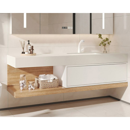 HMR - 59" Modern Floating Bathroom Vanity Set with Sink