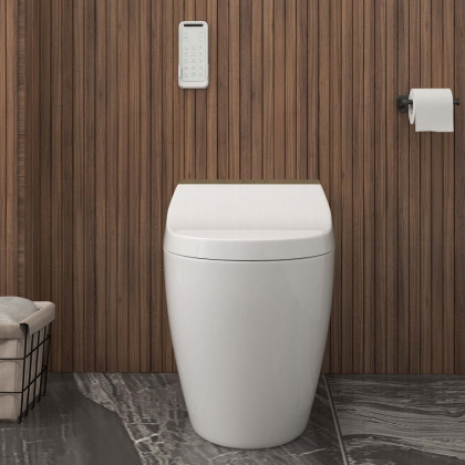 HMR - Set of 2 Elongated Smart Toilet Floor Mounted Automatic Toilet Self-Clean