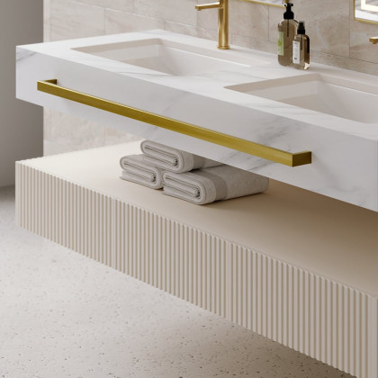 HMR - Bathroom Vanity Series 55.1" Modern Floating Bathroom Vanity White with Double Sinks