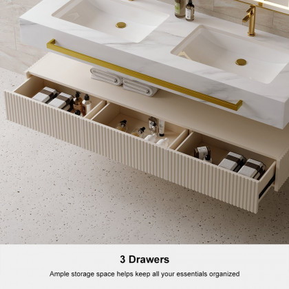 HMR - Bathroom Vanity Series 55.1" Modern Floating Bathroom Vanity White with Double Sinks