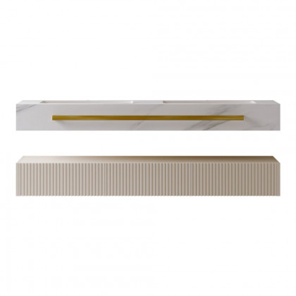 HMR - Bathroom Vanity Series 55.1" Modern Floating Bathroom Vanity White with Double Sinks