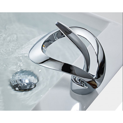 HMR Waterfall Bathroom Sink Faucet Single Handle Solid Brass - Chrome