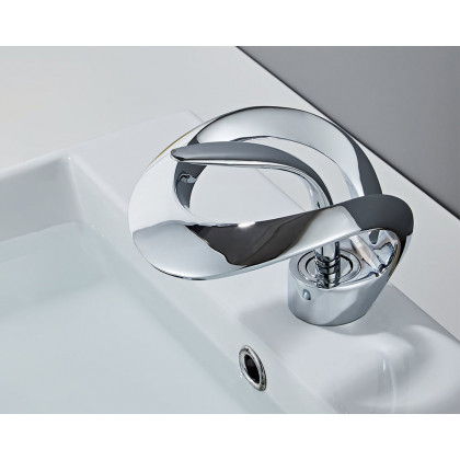 HMR Waterfall Bathroom Sink Faucet Single Handle Solid Brass - Chrome
