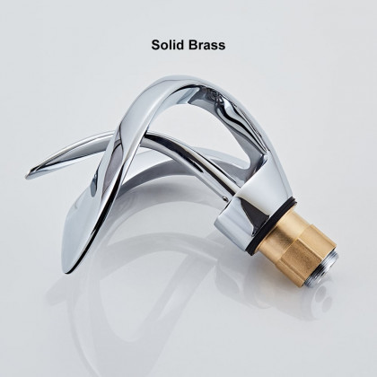 HMR Waterfall Bathroom Sink Faucet Single Handle Solid Brass - Chrome