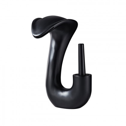 HMR - Modern Elegant Waterfall Bathroom Sink Faucet Single Handle Solid Brass in Black