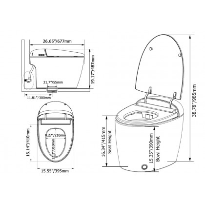 HMR - Automatic Egg-Shaped Smart Bidet Toilet with Multi-Function 1.32 GPF