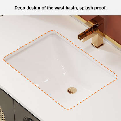 HMR - 31" Black Floating Bathroom Vanity Set Undermount Ceramic Sink with Rattan Door Cabinet