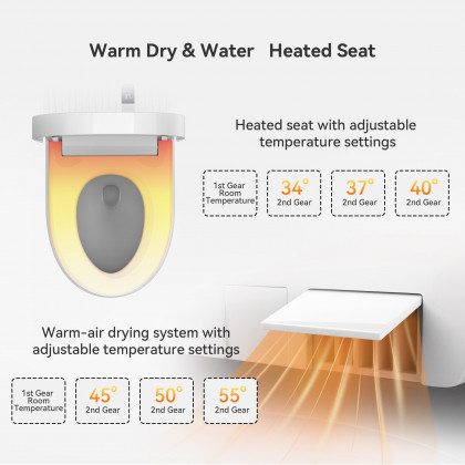 HMR - Automatic Smart Bidet Toilet with Rear Ambient Light 1.32 GPF