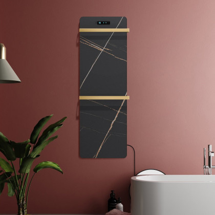 HMR - Black Sintered Stone Heated Towel Rack Electric Towel Warmer & Drying Rack with Timer