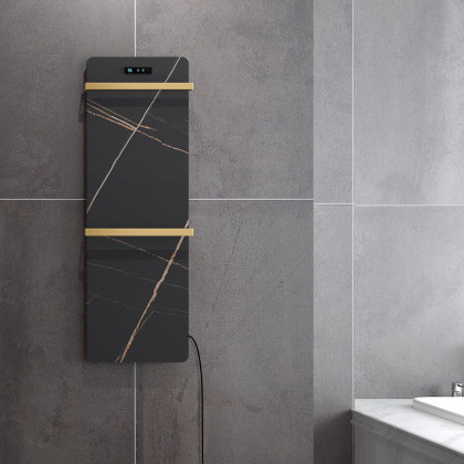 HMR - Black Sintered Stone Heated Towel Rack Electric Towel Warmer & Drying Rack with Timer