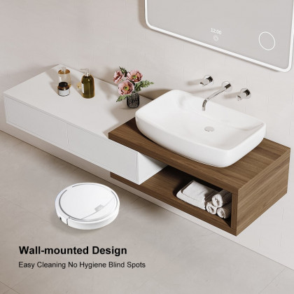 HMR - 41"-63" Extendable Floating Bathroom Vanity Set Wall Mounted Vanity in White & Walnut