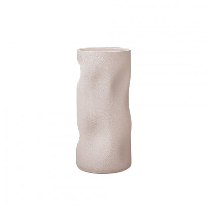 HMR - 34" Tall Japandi Stone Resin Freestanding Bathroom Sink Cylinder Pedestal Sink in Beige