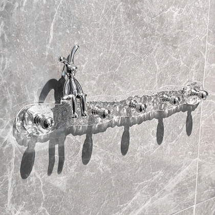 HMR - Water Ripple Acrylic Towel Rack Rabbit Wall Hanger Storage Hooks Decor for Bathroom