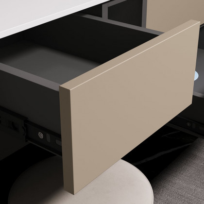 HMR - 40" Modern Floating Bathroom Vanity Set with Single Sink & a Makeup Countertop in Khaki