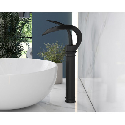 HMR - Modern Elegant Waterfall Bathroom Vessel Sink Faucet Single Handle Solid Brass