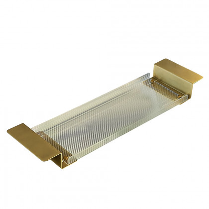 HMR - 24"-29" Acrylic & Aluminum Extendable Bathtub Tray in Clear & Gold Bathroom Caddy Shelf