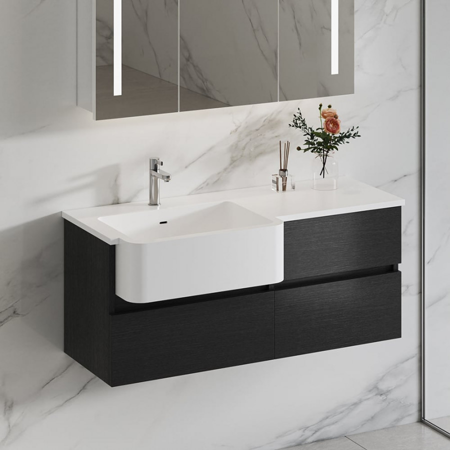 HMR - Bathroom Vanity Set 39.3" Modern Floating Bathroom Vanity Black and White with Sink