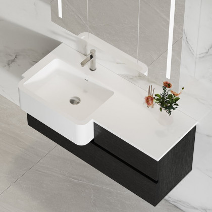 HMR - Bathroom Vanity Set 39.3" Modern Floating Bathroom Vanity Black and White with Sink