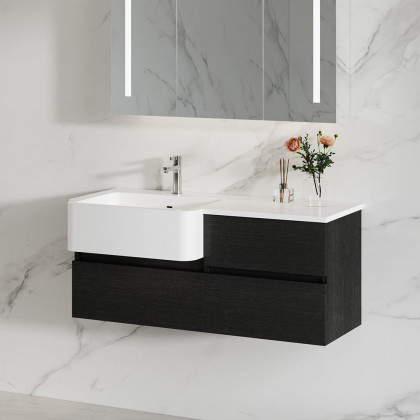 HMR - Bathroom Vanity Set 39.3" Modern Floating Bathroom Vanity Black and White with Sink