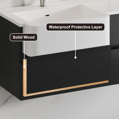 HMR - Bathroom Vanity Set 39.3" Modern Floating Bathroom Vanity Black and White with Sink