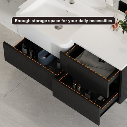 HMR - Bathroom Vanity Set 39.3" Modern Floating Bathroom Vanity Black and White with Sink