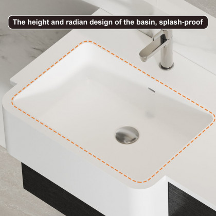 HMR - Bathroom Vanity Set 39.3" Modern Floating Bathroom Vanity Black and White with Sink