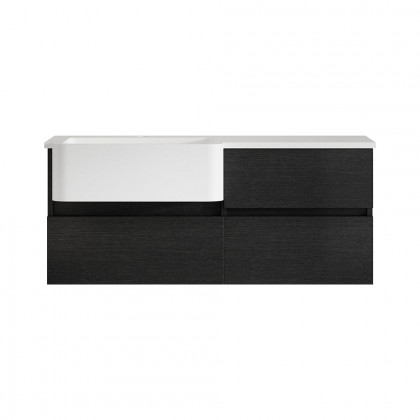 HMR - Bathroom Vanity Set 39.3" Modern Floating Bathroom Vanity Black and White with Sink