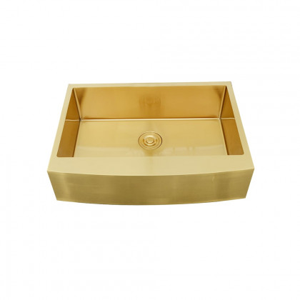 HMR - 30" Stainless Steel Farmhouse Apron-Front Kitchen Sink with Single Bowl in Gold