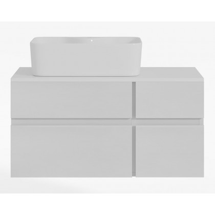 HMR Modern Floating Bathroom Vanity Set with Faux Marble Top & Double Ceramic with Vessel Sink - White, 31.5"
