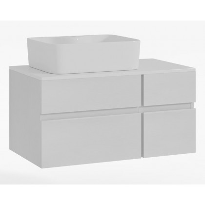 HMR Modern Floating Bathroom Vanity Set with Faux Marble Top & Double Ceramic with Vessel Sink - White, 31.5"
