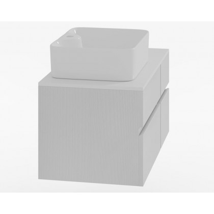 HMR Modern Floating Bathroom Vanity Set with Faux Marble Top & Double Ceramic with Vessel Sink - White, 31.5"