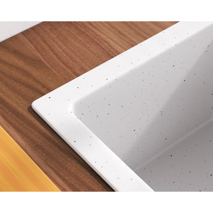 HMR 32" Modern Drop In Corner Kitchen Sink Single Bowl Quartz Irregular - White, Right Corner