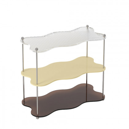 HMR - 3-Tier Amber & Clear & Beige Acrylic Bathroom Storage Rack Makeup Cosmetic Organizer