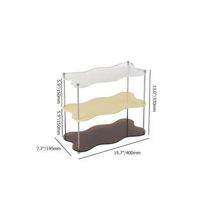 HMR - 3-Tier Amber & Clear & Beige Acrylic Bathroom Storage Rack Makeup Cosmetic Organizer