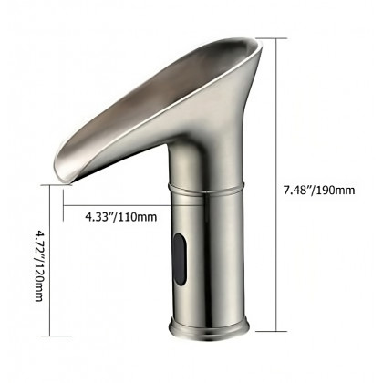 HMR - LED Single Hole Touchless Bathroom Sink Waterfall Faucet in Brushed Nickel