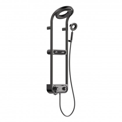 HMR - 360° Rotating Thermostatic Shower System Set with LED Display and Storage Shelf