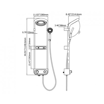HMR - 360° Rotating Thermostatic Shower System Set with LED Display and Storage Shelf